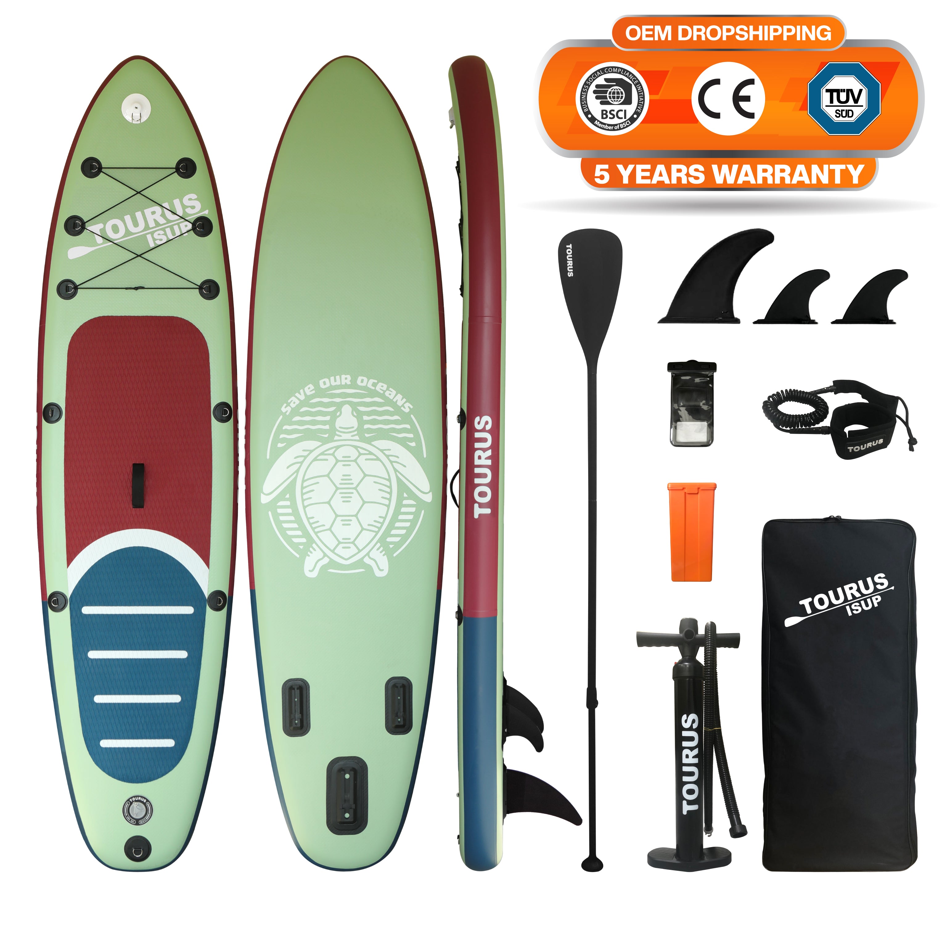 Inflatable Sup 3.05 m (10 ft.) Stand-up Paddle Board TS-010
